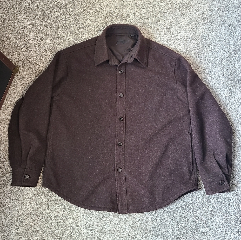 Uniqlo Dark Brown Oversized Lined Shirt Jacket With Pockets Size M
